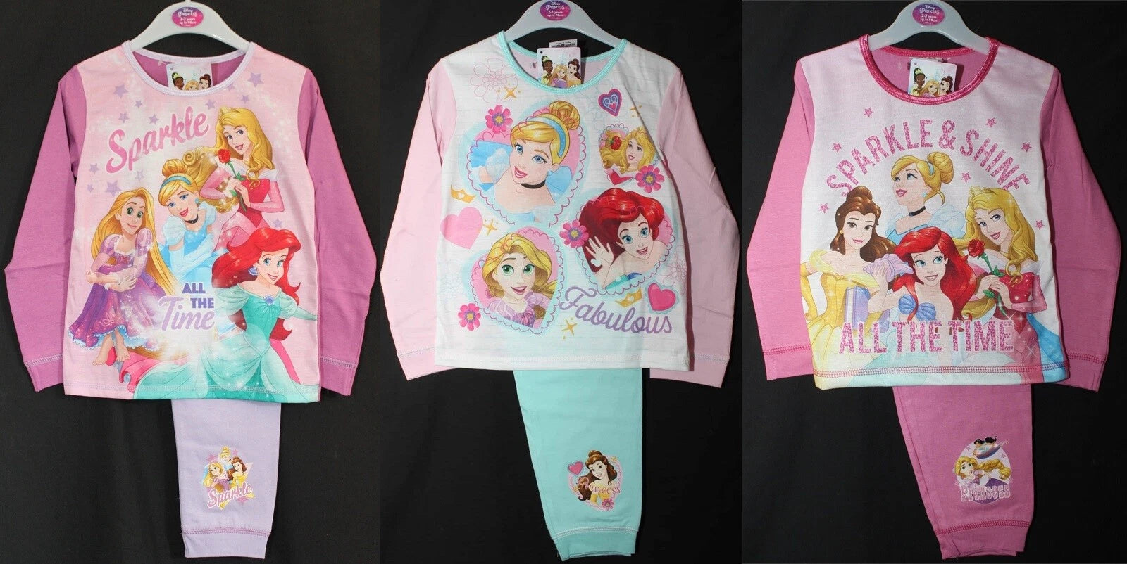 Girl's DISNEY PRINCESS Pyjamas / PJs in a Choice of 3 Styles - 18 months-5 years