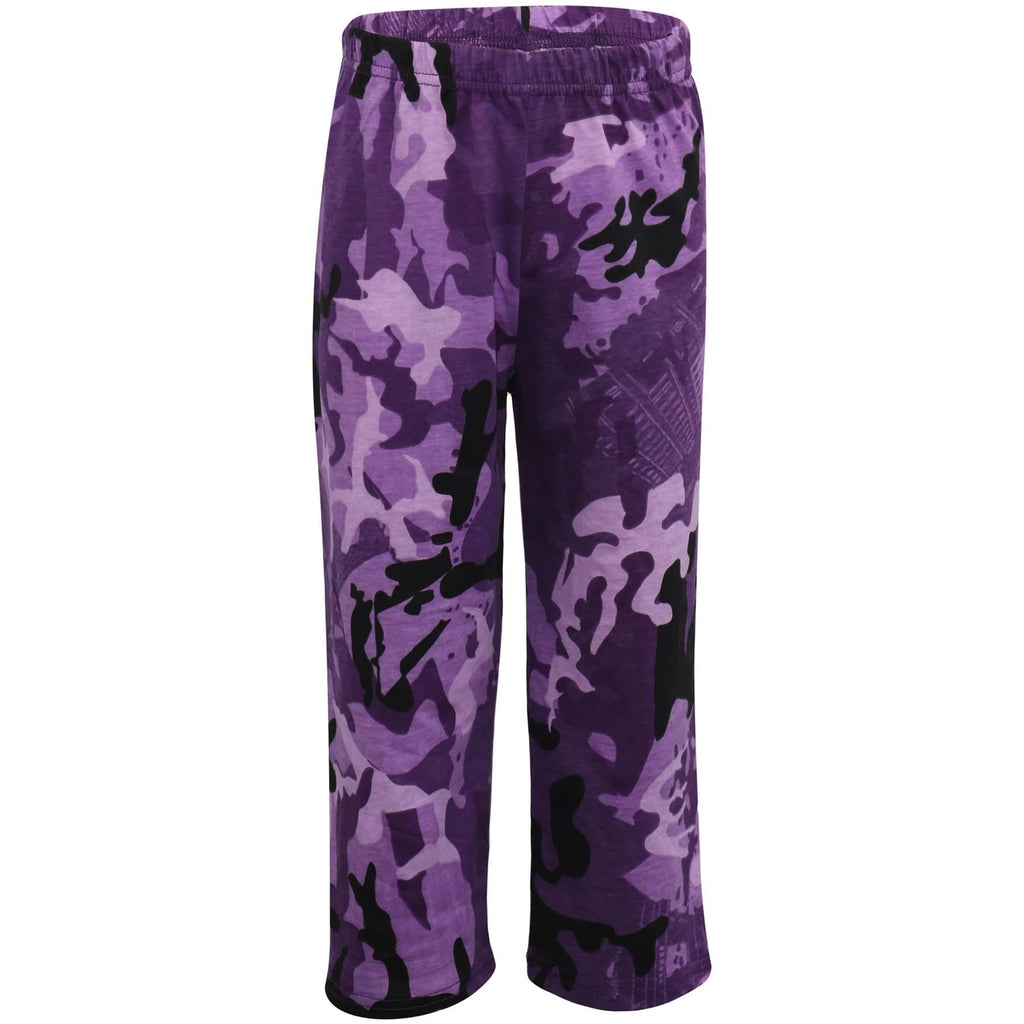 Kids Boys Girls Pyjamas Camouflage Contrast Purple Sleeves 2-13 Year