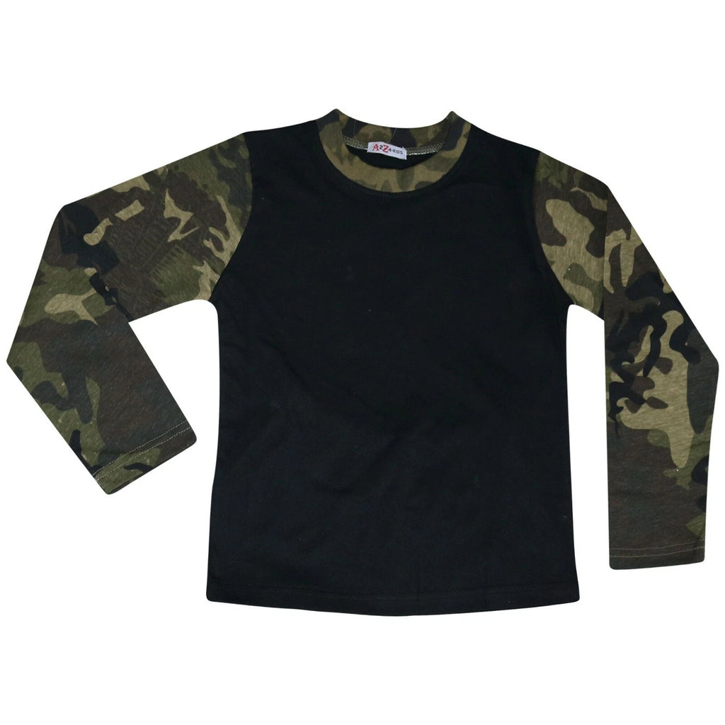 Kids Boys Girls Pjs Contrast Camouflage Green Plain Stylish Pyjamas Set 2-13 Yr