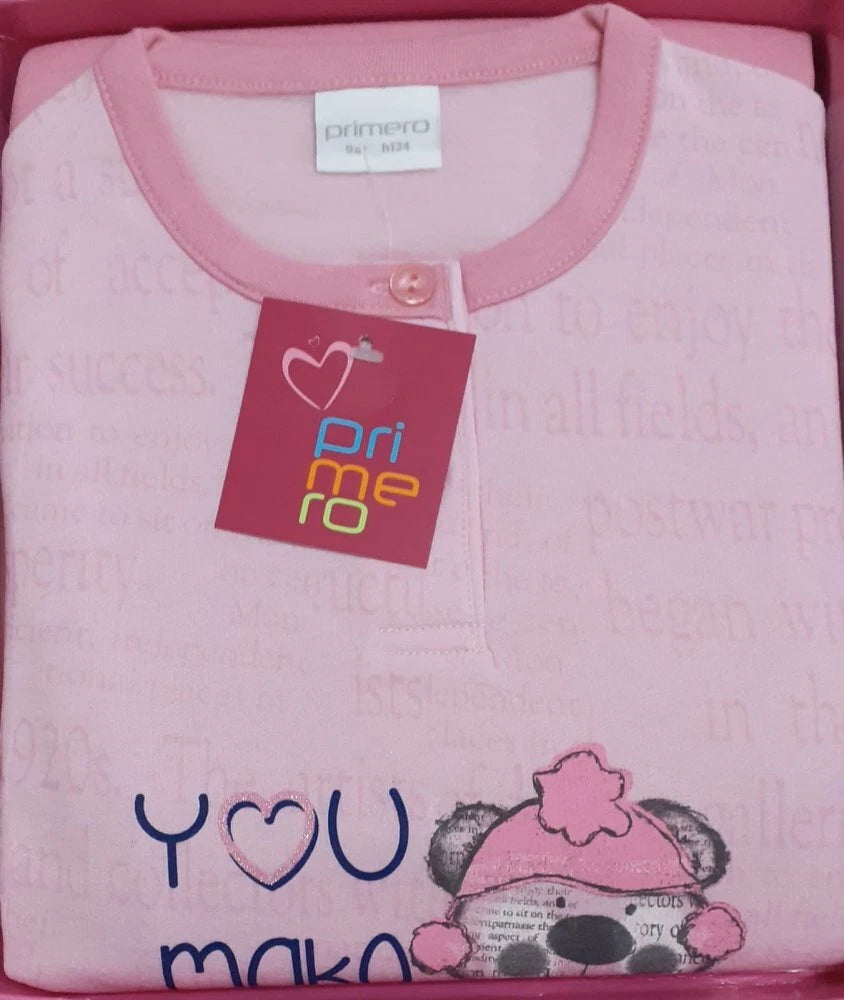 Serafino Girl Long Sleeve Cotton Fleece Pyjamas Primero