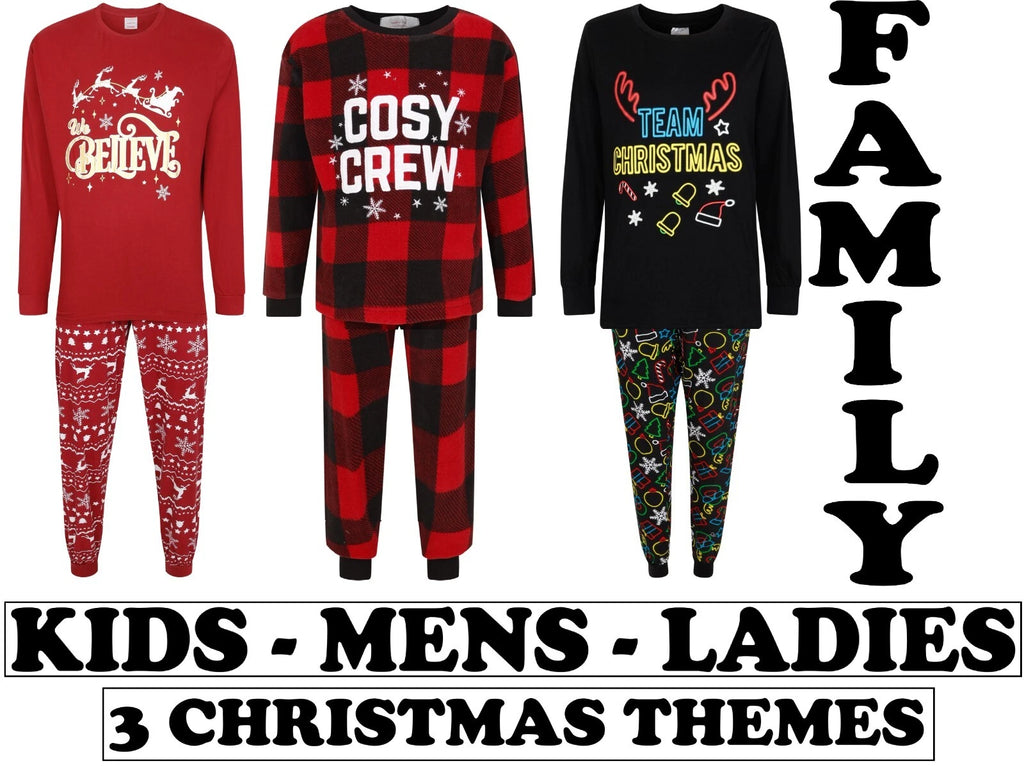 Family Christmas Pyjamas Matching XMAS Festive PJ Sets Kids Ladies Mens New