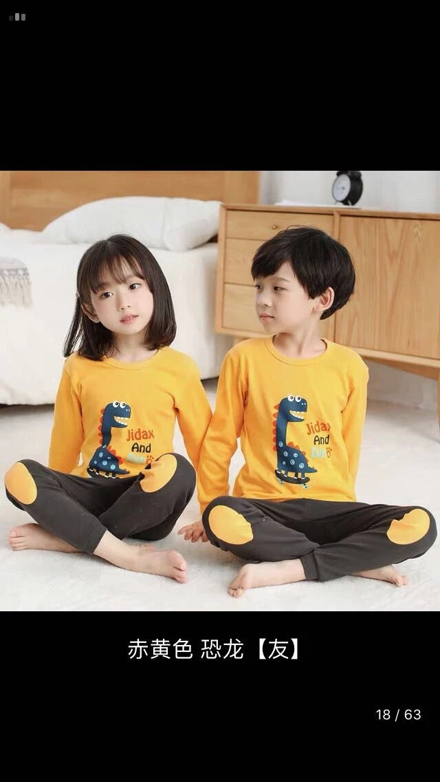 Kids Pajamas Set for Boys/Girls Pjs Baby 100% Cotton Long Sleepwears (dinosaur)