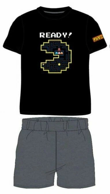 Boys PAC-MAN Gaming Short Sleeve Pyjamas pjs set, Official 7-12 yrs