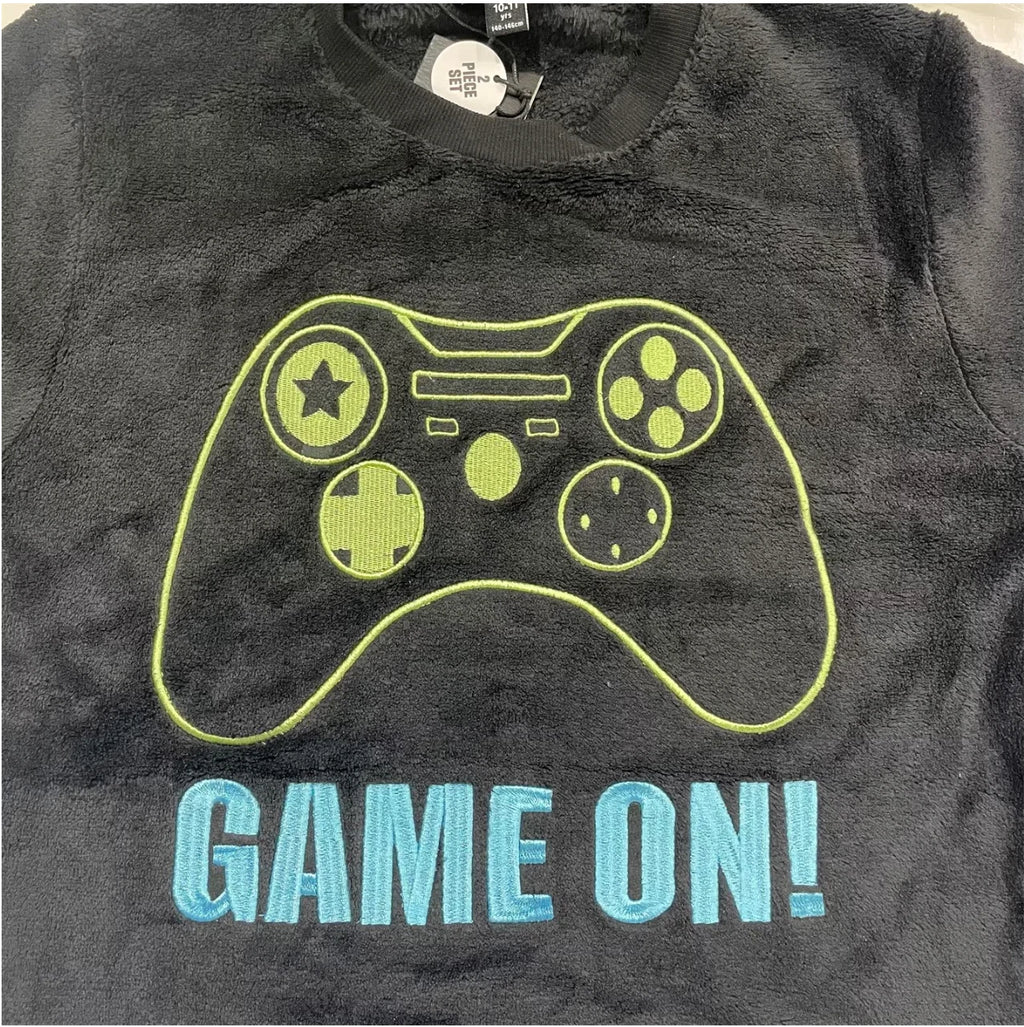 Boys Kids GAMING SOFT FLEECE PYJAMAS GAMER Top & Pants Pjs Set 6-15 Yrs