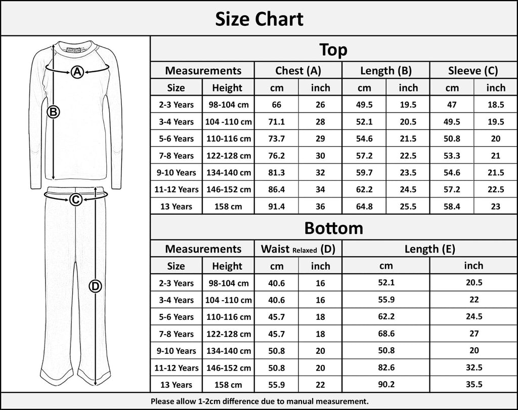 Kids Boys Girls Pyjamas Camouflage Contrast Purple Sleeves 2-13 Year