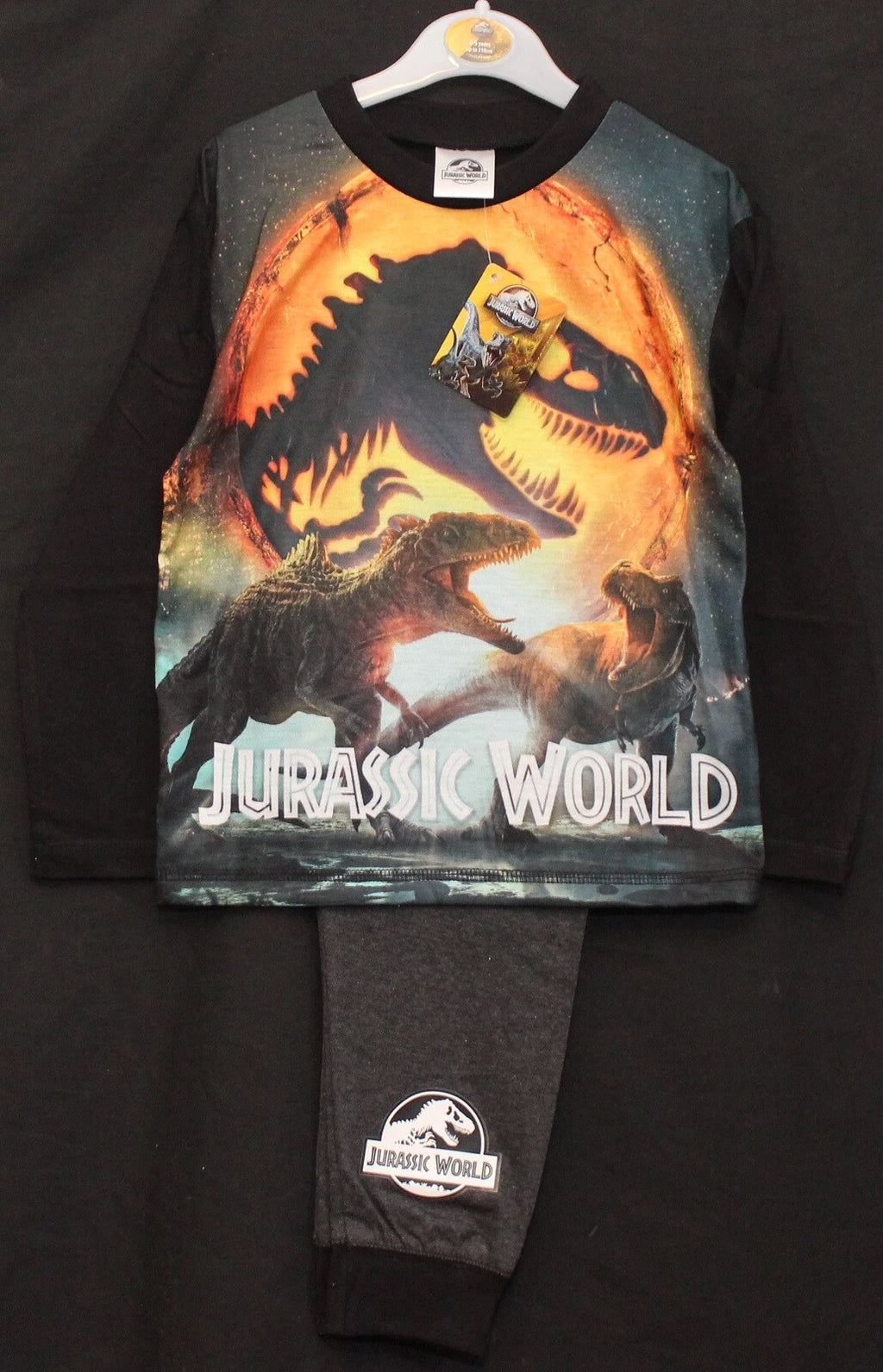 JURASSIC WORLD Boy's Pyjamas / Long-Sleeved DINOSAUR PJs - Sizes 4-10 Years