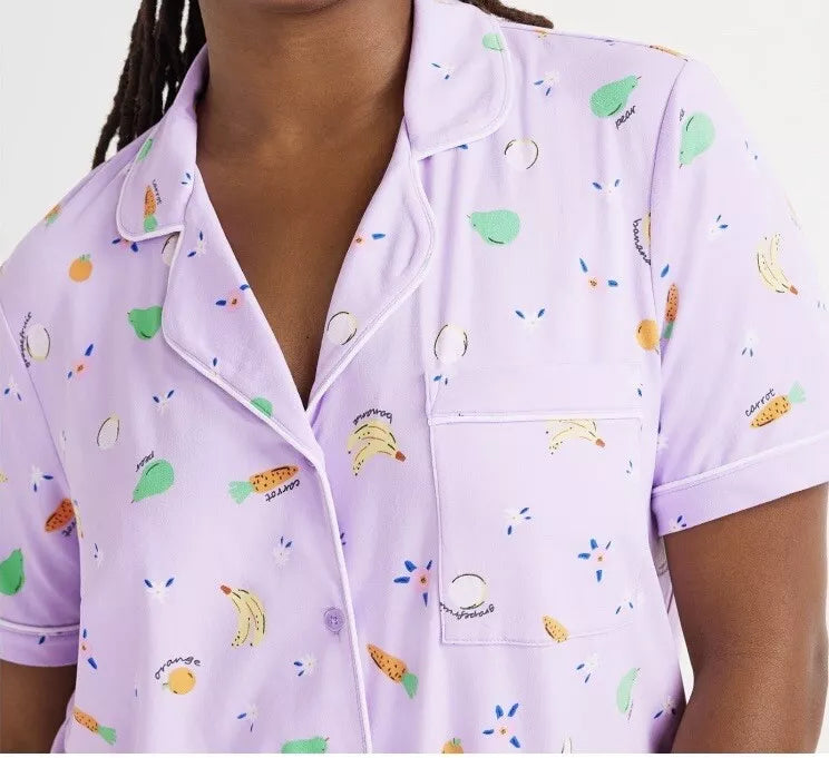 Joyspun Womens Notch Collar & Capri pants Sleep Set, Size S - 3XL