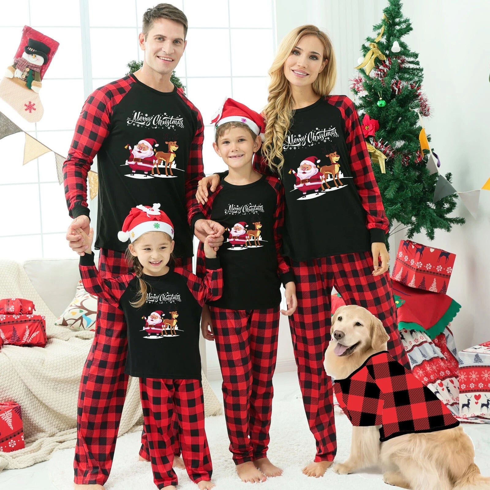 Christmas Family Matching Pyjamas Dog Adult Kids Nightwear Comfy Pajamas Pjs Set