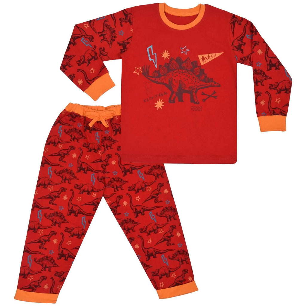 Kids Boys Dinosaur Pajamas Kids PJS 2 Piece Dino Set Lounge Costume-