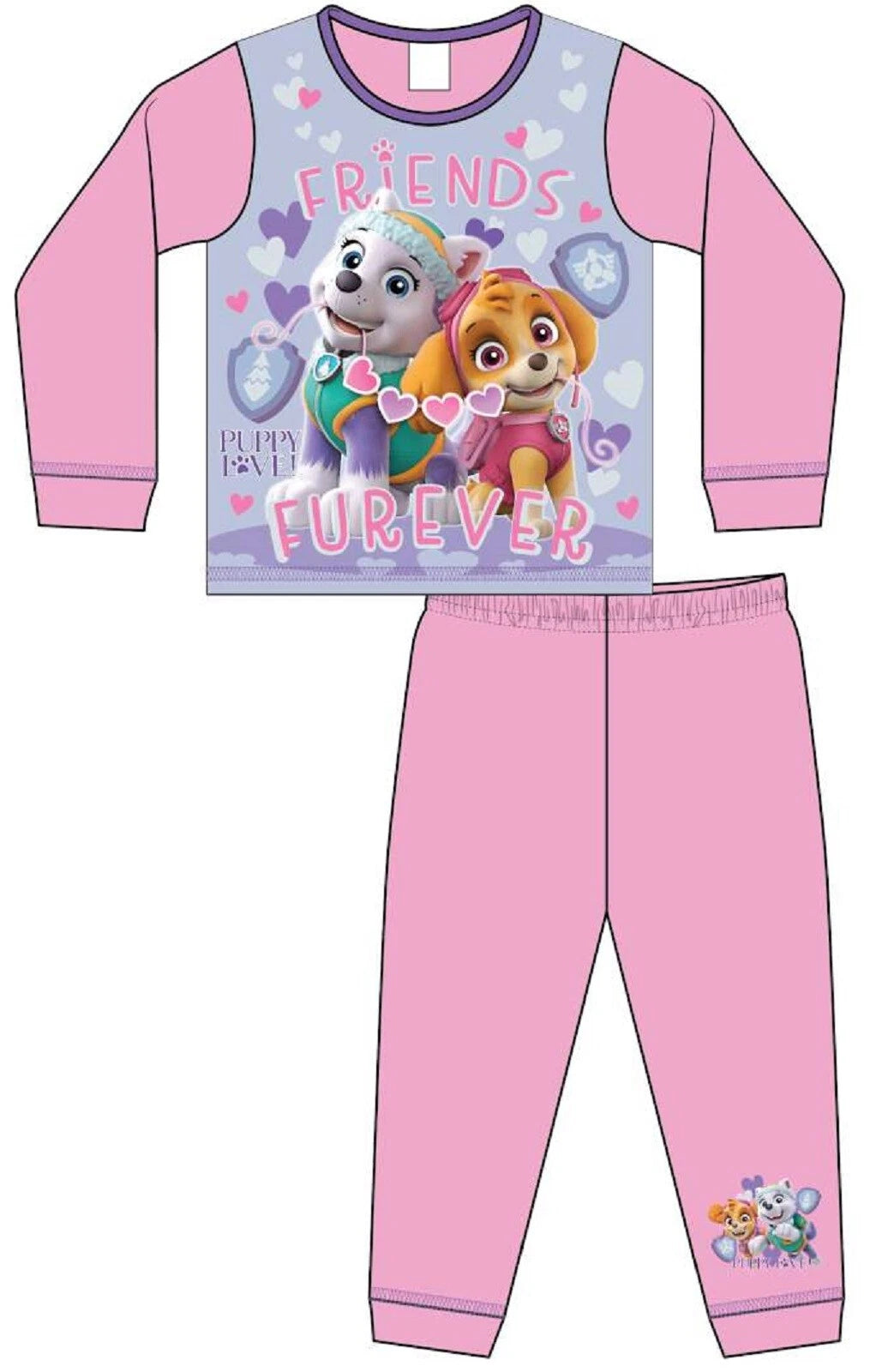 Girls PAW PATROL Pyjamas /Pink SKYE & EVEREST PJs Sizes 18 Months-5 Years