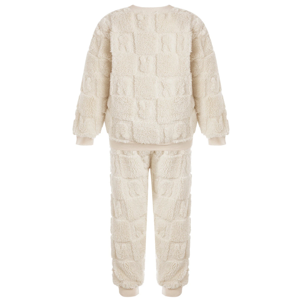 Kids Girls Pajamas Set Solid Color Outfits Plaid Loungewear Casual Sleepwear