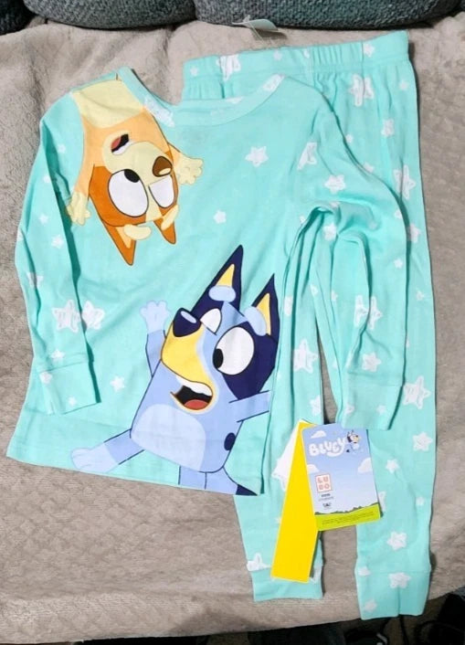 Toddler 2pc Bluey Cotton Pajama Set - Blue Or Green 5T New With Tags
