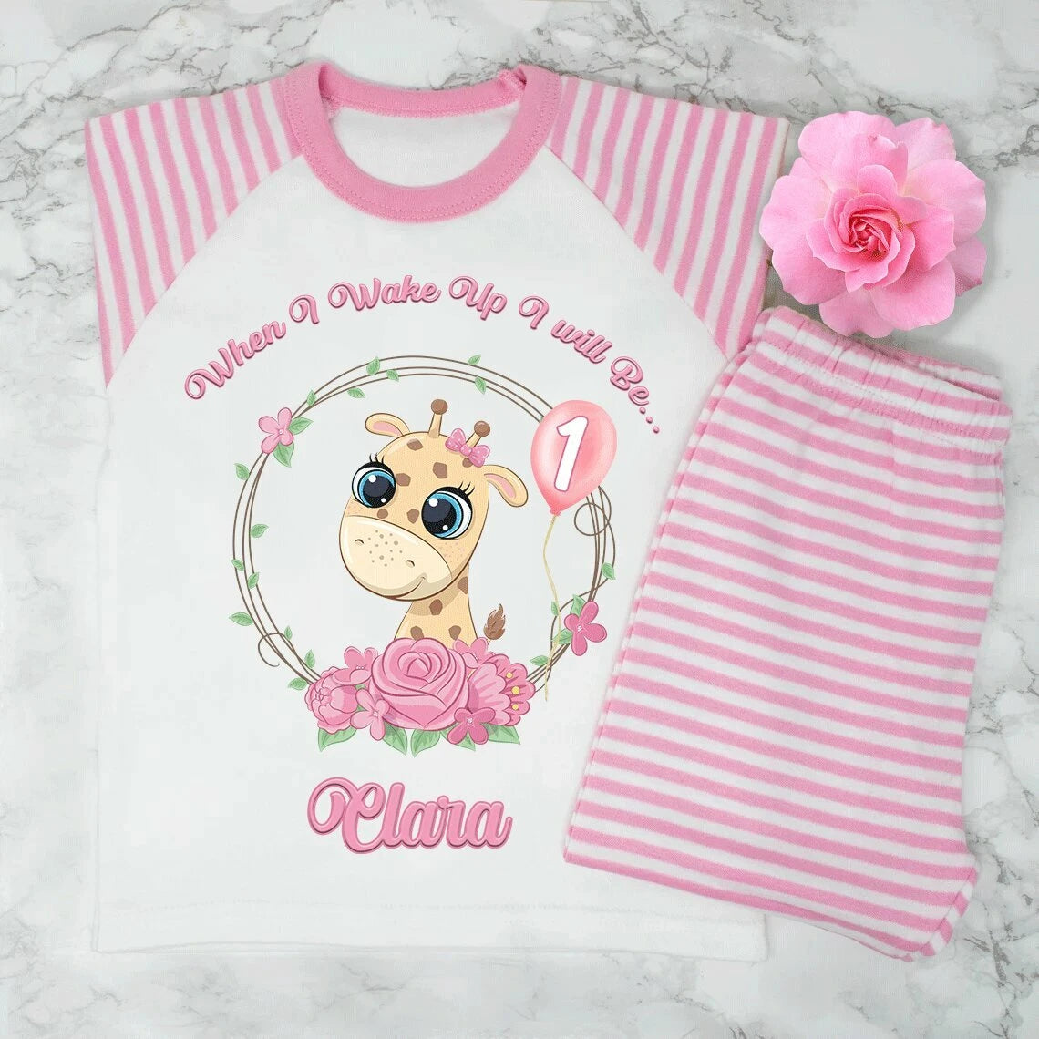 Personalised Girls when i wake up i will be 1...2...3.... Pyjamas Very Cute