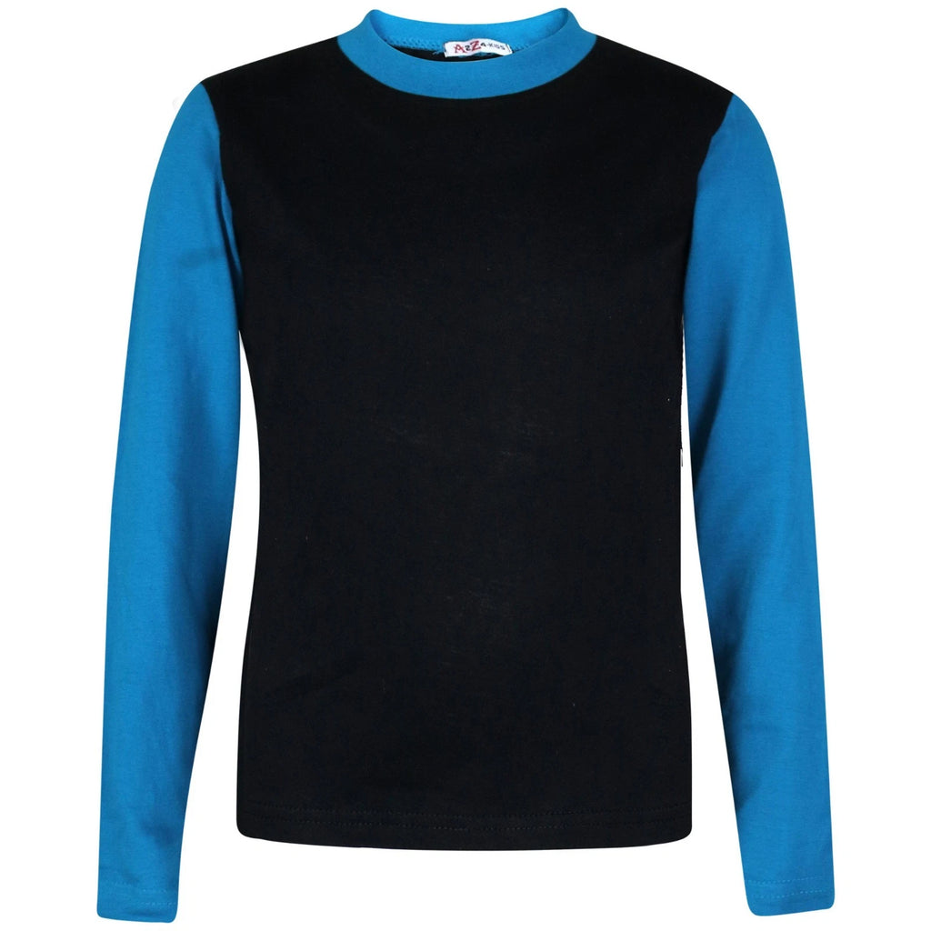 Kids Boys Girls Contrast Color Pjs Plain Stylish Pyjamas Set New Age 2-13 Years