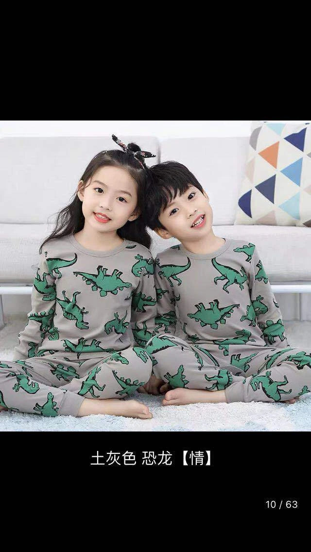 Kids Pajamas Set for Boys/Girls Pjs Baby 100% Cotton Long Sleepwears (dinosaur)
