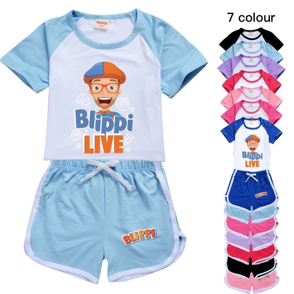 Popular Blippi children's short clothing T-shirt long pants pajamas sports suit