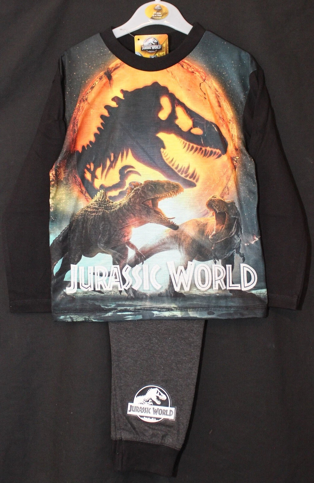 JURASSIC WORLD Boy's Pyjamas / Long-Sleeved DINOSAUR PJs - Sizes 4-10 Years