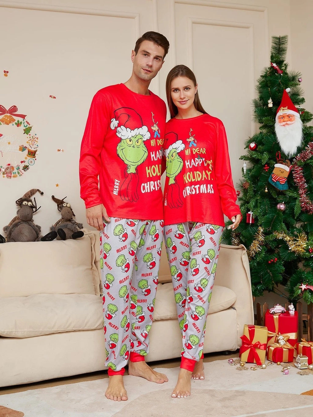 Christmas Family Matching Pyjamas Adult Kids Baby Grinch Nightwear Sleepwear Hot