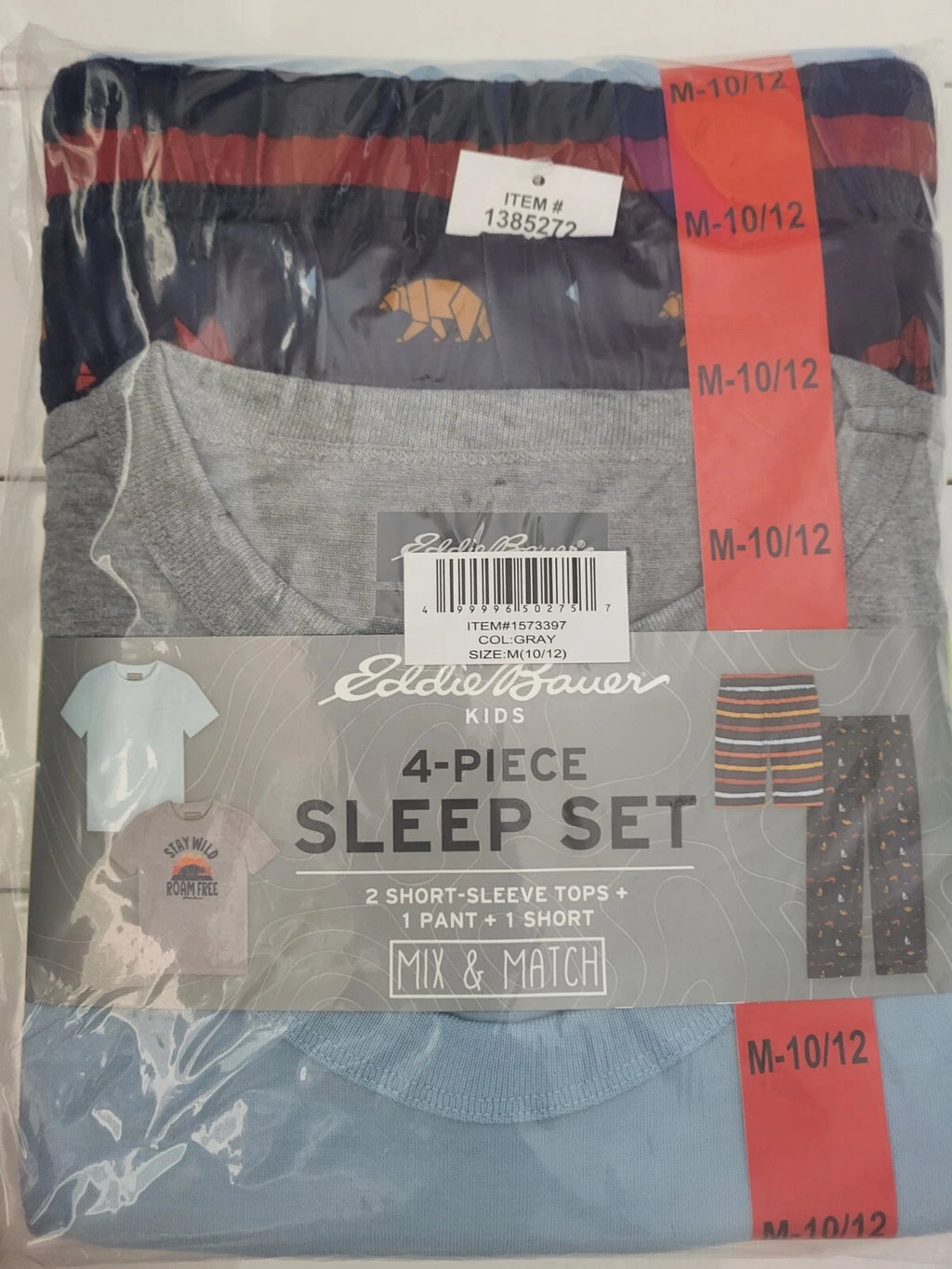 Eddie Bauer KIds 4-Piece Sleep Set Two Shirts, One Jogger, One Short