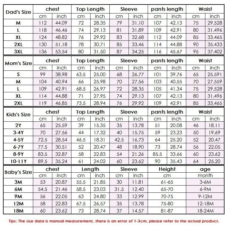 Christmas Family Matching Pyjamas Dog Adult Kids Nightwear Comfy Pajamas Pjs Set