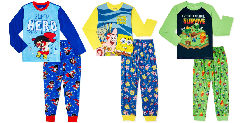 Minecraft / Ryan's World Superhero / SpongeBob Boys Long Sleeve Pajamas 2-PC Set