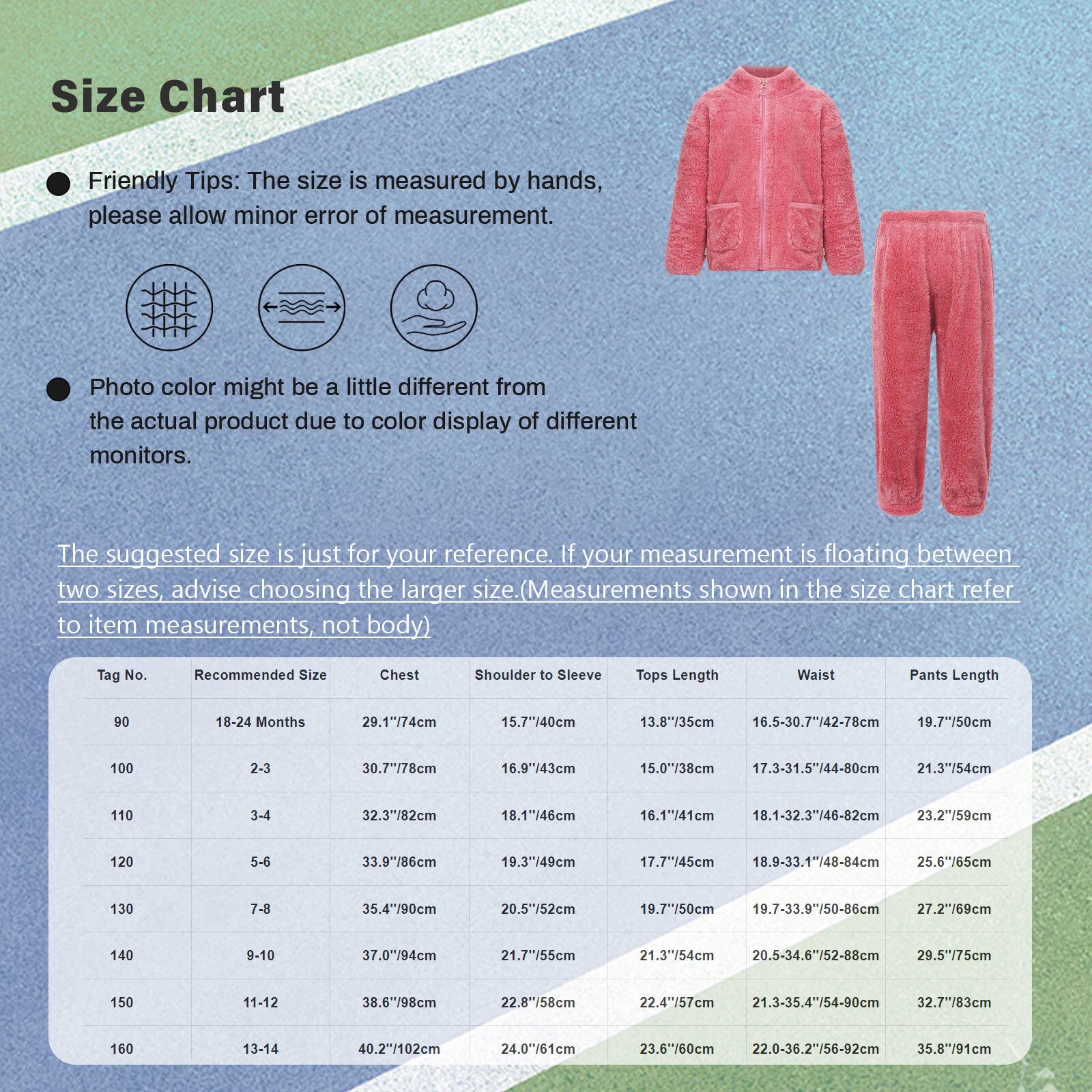 Unisex Kids Set Solid Color Outfits Flannel Sleepwear With Pants Homewear Girls