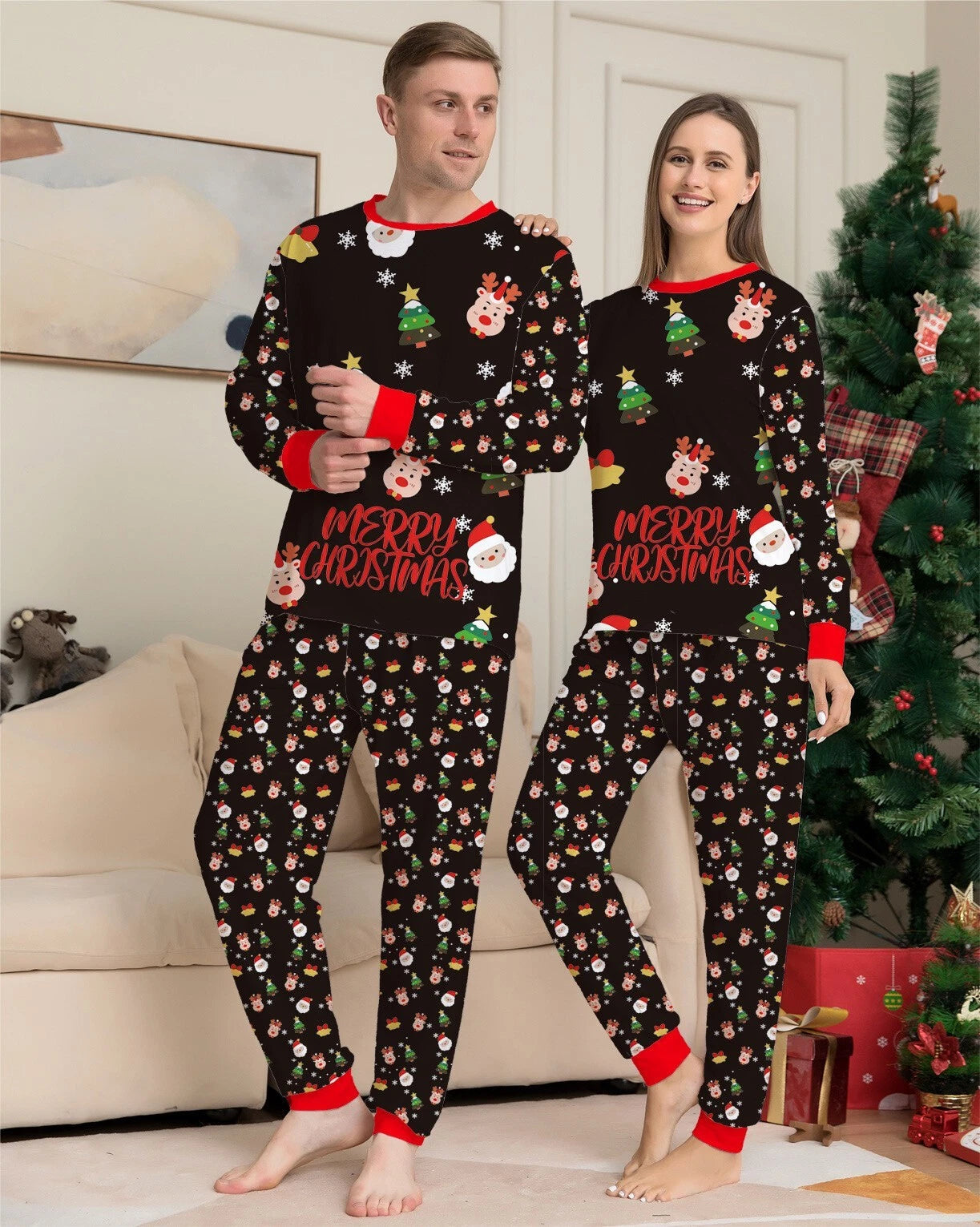 UK Family Matching Christmas Pyjamas Adult Kids Xmas Nightwear Pajamas Pjs Set
