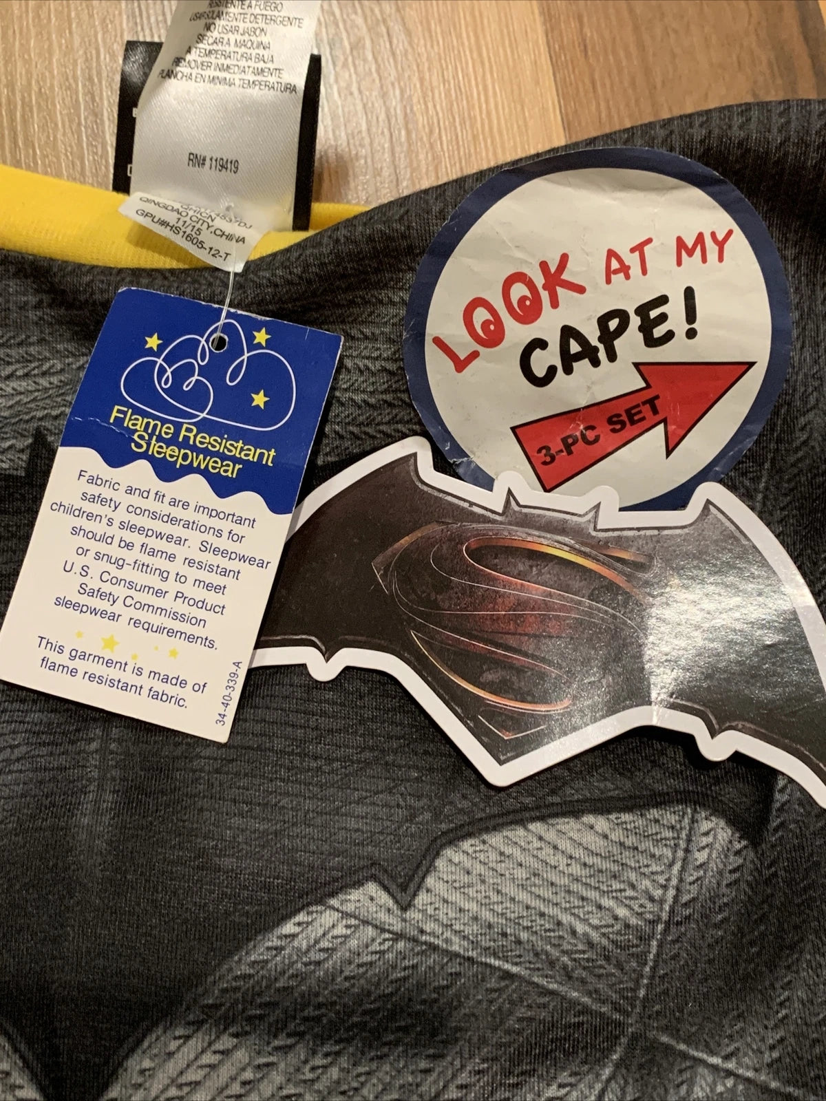 DC Comics Batman (Sz 7) Boys Character 3pc (Shirt, Pant, Cape) PJ Pajama Set