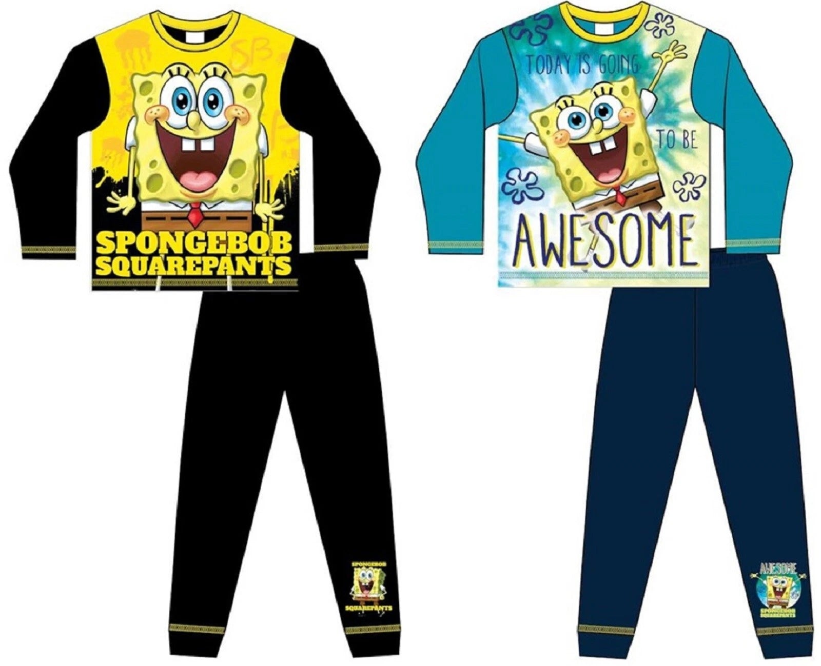Boy's SPONGEBOB SQUAREPANTS Pyjamas / Long-Sleeved PJs - Sizes 4-10 Years