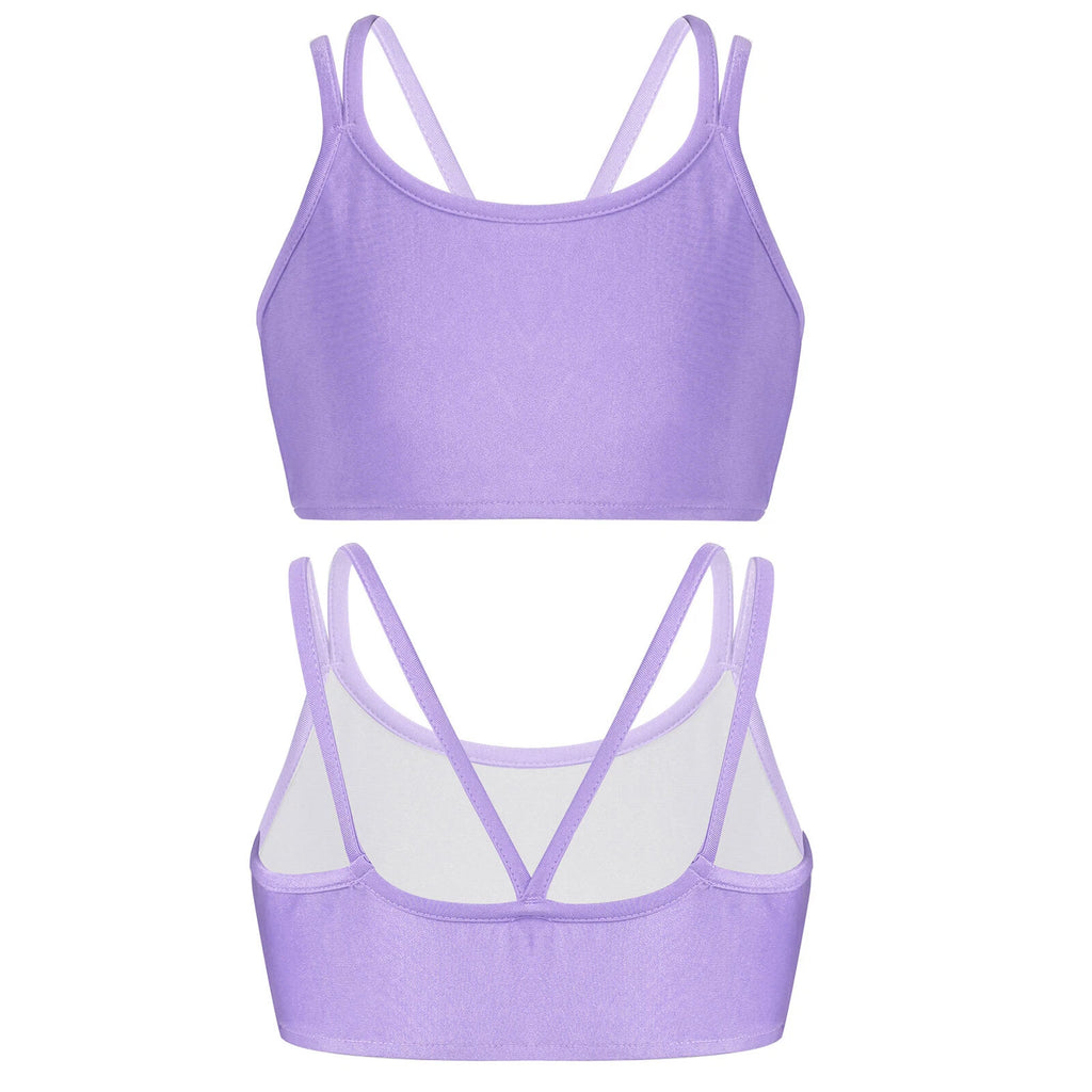 Kids Girls Pajamas Solid Color Set With Pants Outfits Nightwear Round Neck Tops