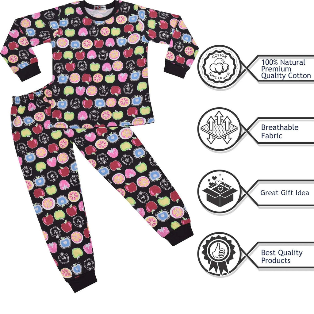 Kids Girls Boys Fruit Print Pyjamas Children PJs 2 Piece Cotton Set Nightwear