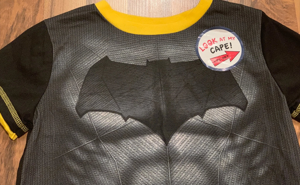 DC Comics Batman (Sz 7) Boys Character 3pc (Shirt, Pant, Cape) PJ Pajama Set