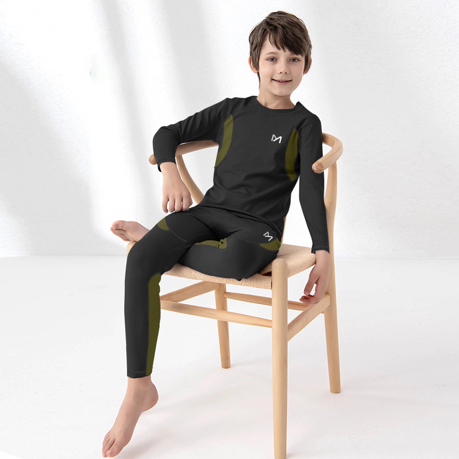 Kids Thermal Underwear Set Soft Fleece Lined Long Johns Warm Baselayer For Ski