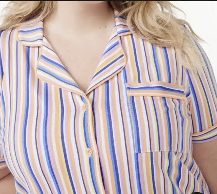 Joyspun Womens Notch Collar & Capri pants Sleep Set, Size S - 3XL