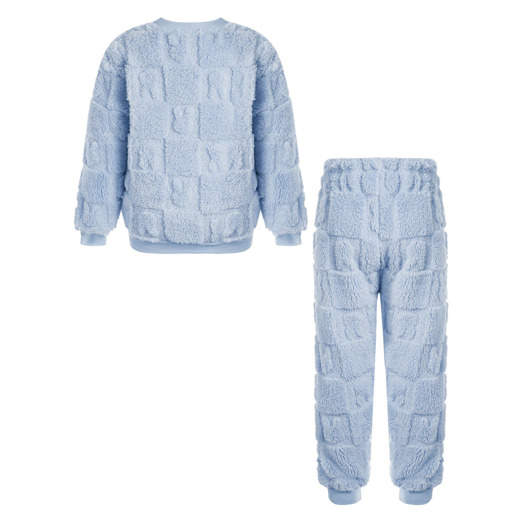 Kids Girls Loungewear Fall Pajamas Set Soft Outfits Solid Color Nightwear 2Pcs