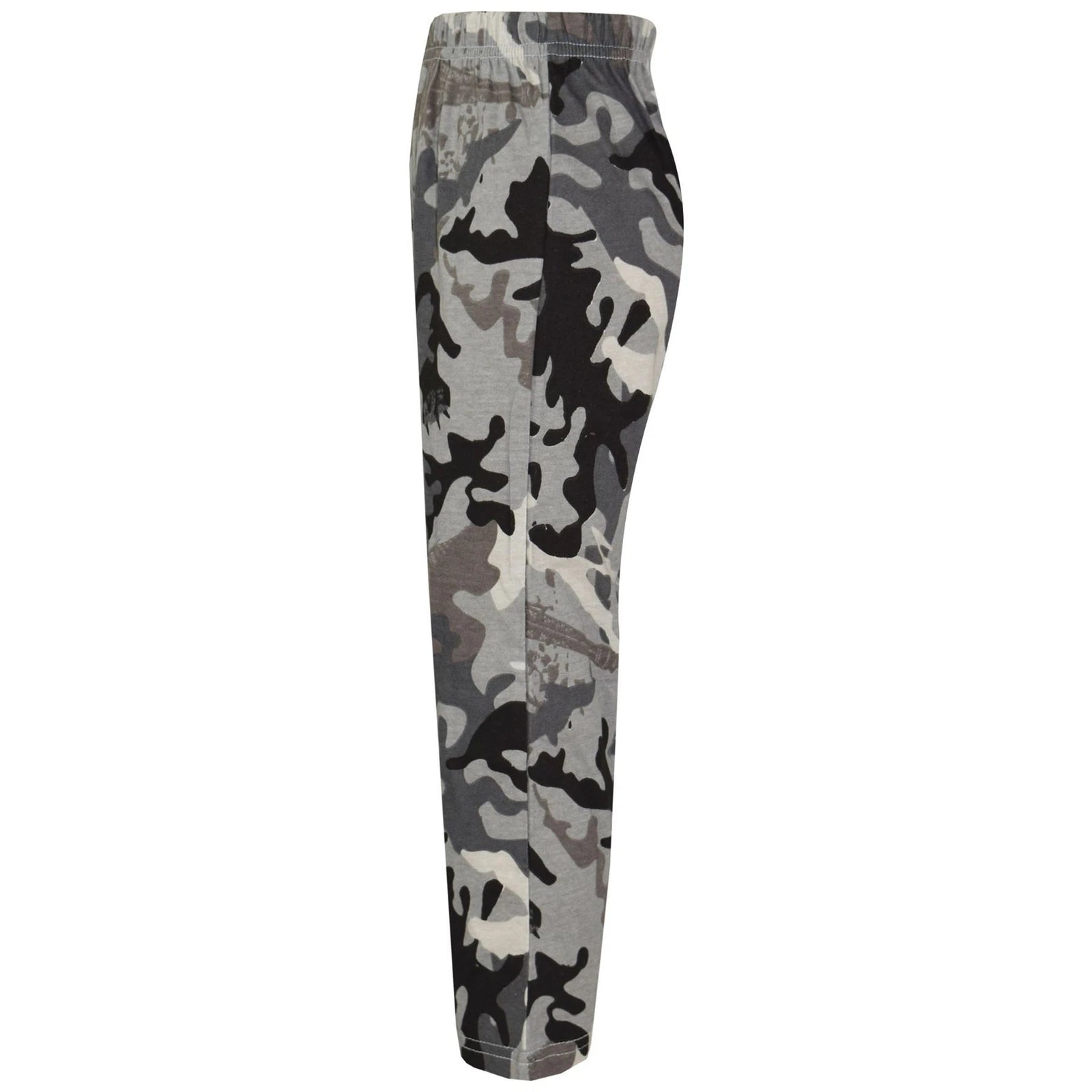 Kids Boys Girls Pyjamas Camouflage Contrast Charcoal Sleeves Nightwear 2-13Y