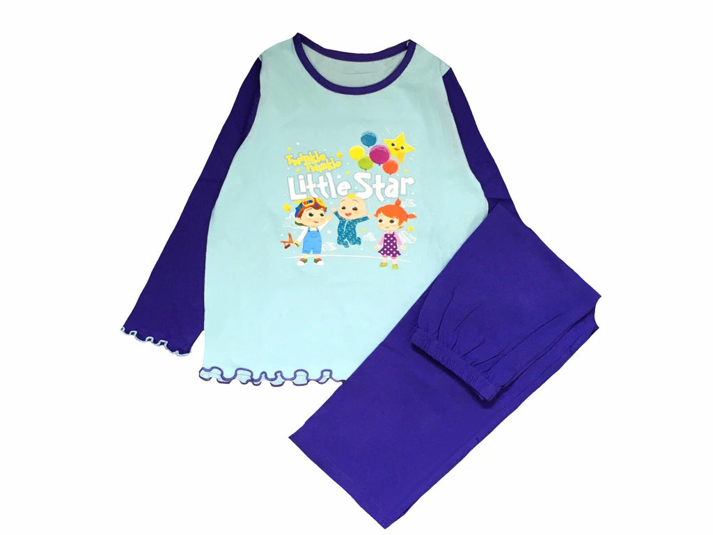 Girls CocoMelon Pyjamas Set PJ's Size Age 1 2 3 4 5 Years Aqua Purple Coco Melon