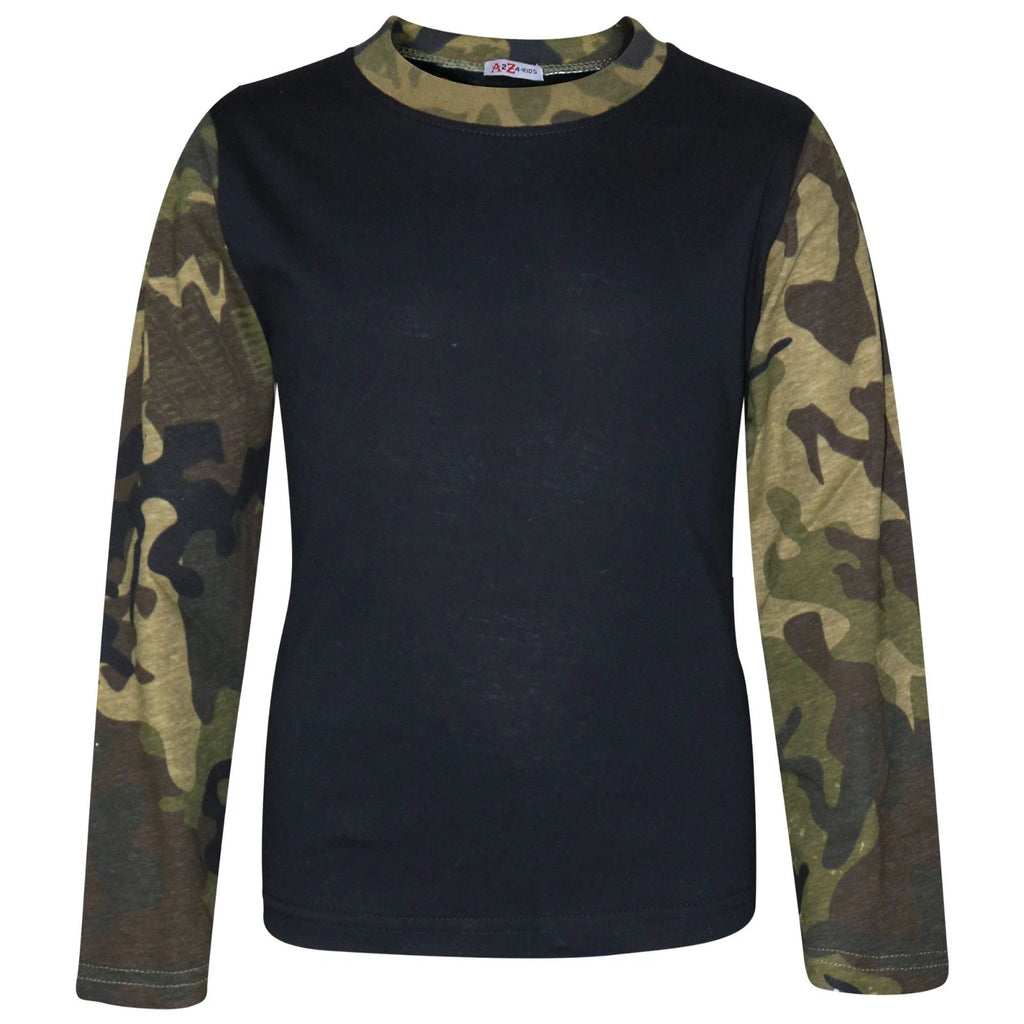 Kids Boys Girls Pjs Contrast Camouflage Plain Stylish Pyjamas Set 2-13 Years