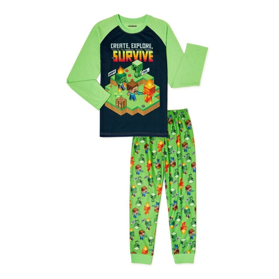 Minecraft / Ryan's World Superhero / SpongeBob Boys Long Sleeve Pajamas 2-PC Set