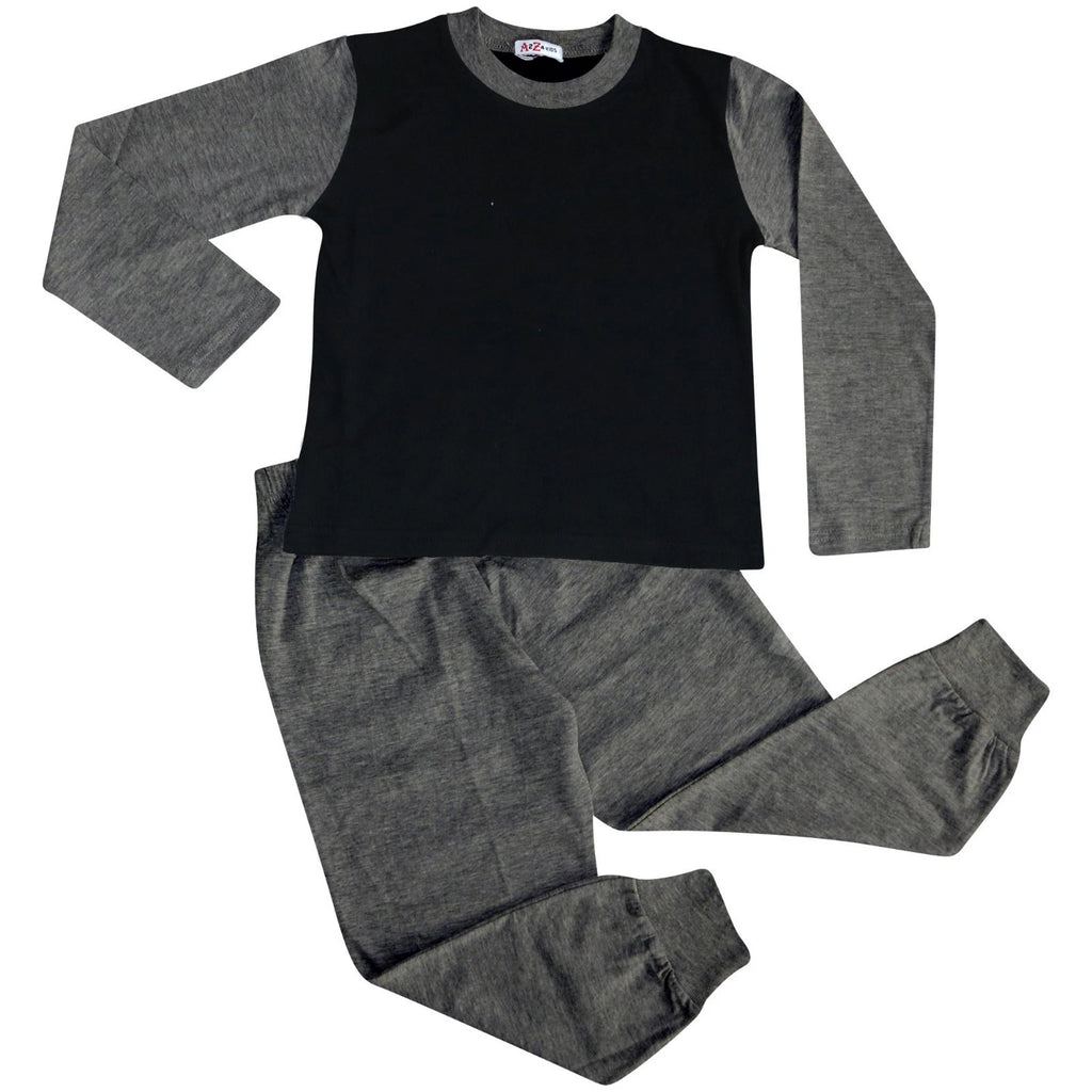 Kids Boys Girls Contrast Color Pjs Plain Stylish Pyjamas Set New Age 2-13 Years