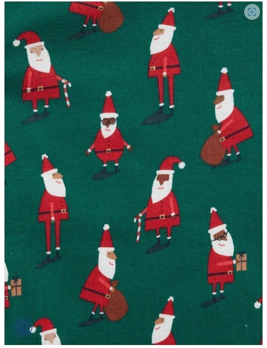 New Gap Kids Unisex Green Santa Claus Long Sleeves Sleep PJ Set Pajama 6 Cotton