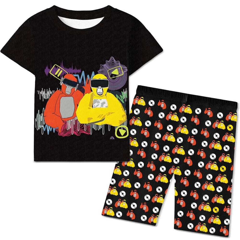 Gorilla monkey T Shirt Kids Monke Short Sleeve T-shirt Shorts Summer Pajama sets