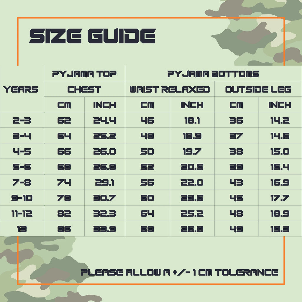 Boys Camo Pyjama Set Summer Outfit 2-Piece PJ's Nightwear Camouflage 2-13 Years