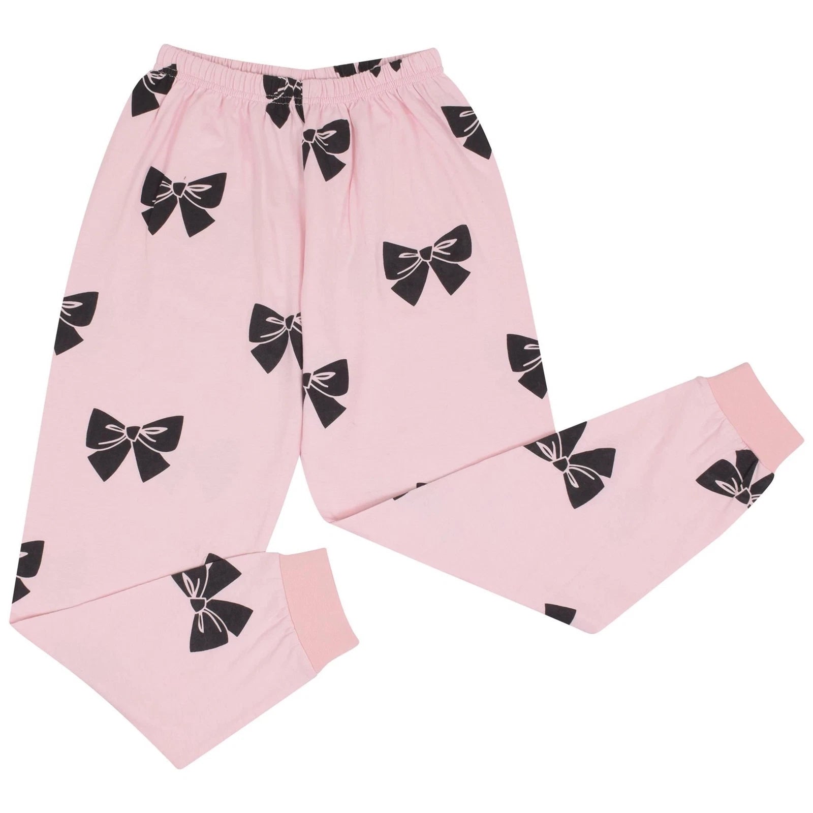 Kids Girls Pyjamas Black Lazy Day Print Contrast Cotton PJs Set Lounge Suit 5-13