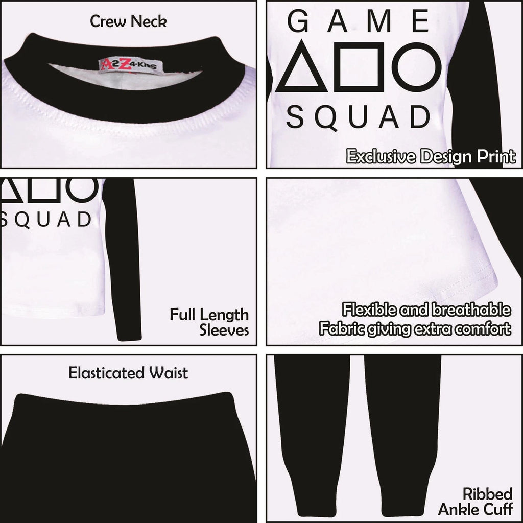 Kids Girls Boys Black Game Squad Cosplay Pyjamas Sleepwear PJs 2 Piece Set