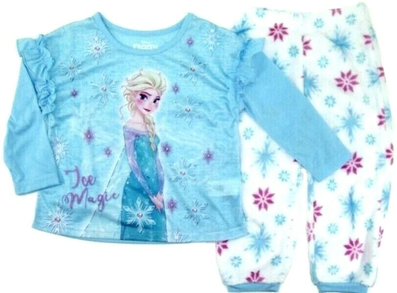 Disney Frozen Little Girls  2 Pc Fleece Pajama Set NWT  Ice Magic   Size 4