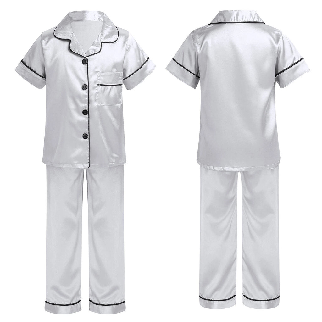 Girl Boy Sleepwear Zipper Pajamas Set Elastic Loungewear Outerwear Nightwear