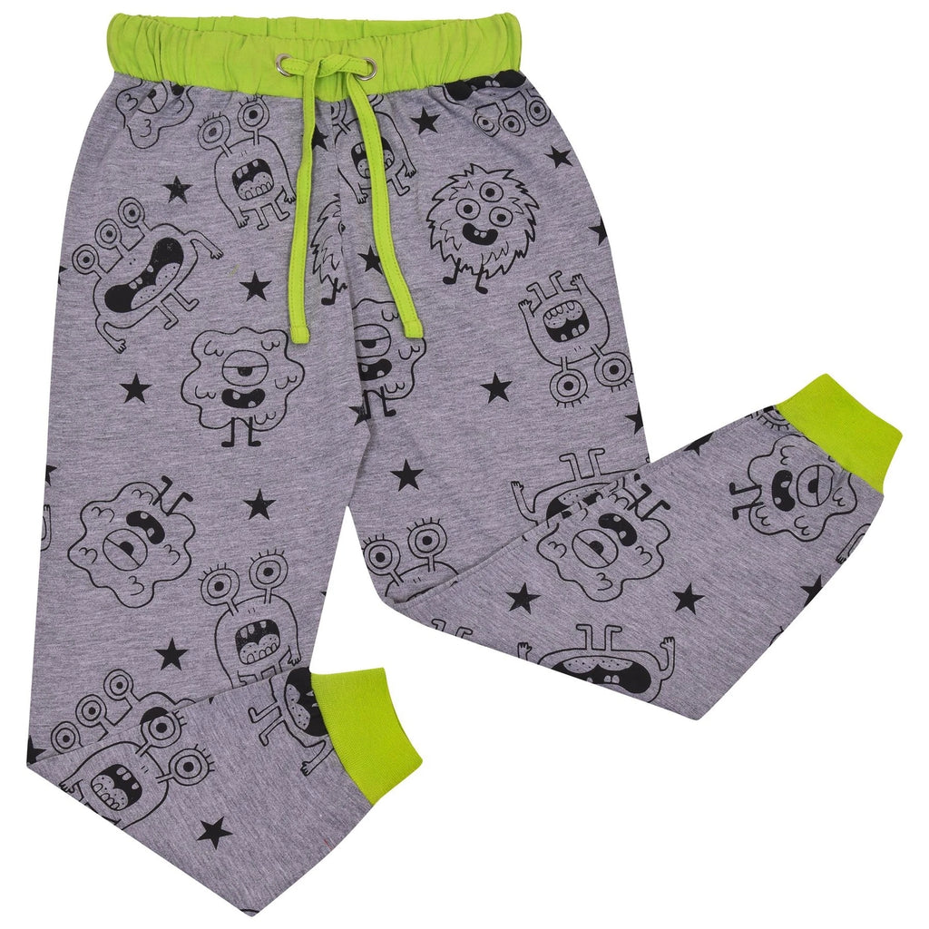 Kids Girls Boy Monster Pyjamas Children Grey 2 Piece Cotton Set