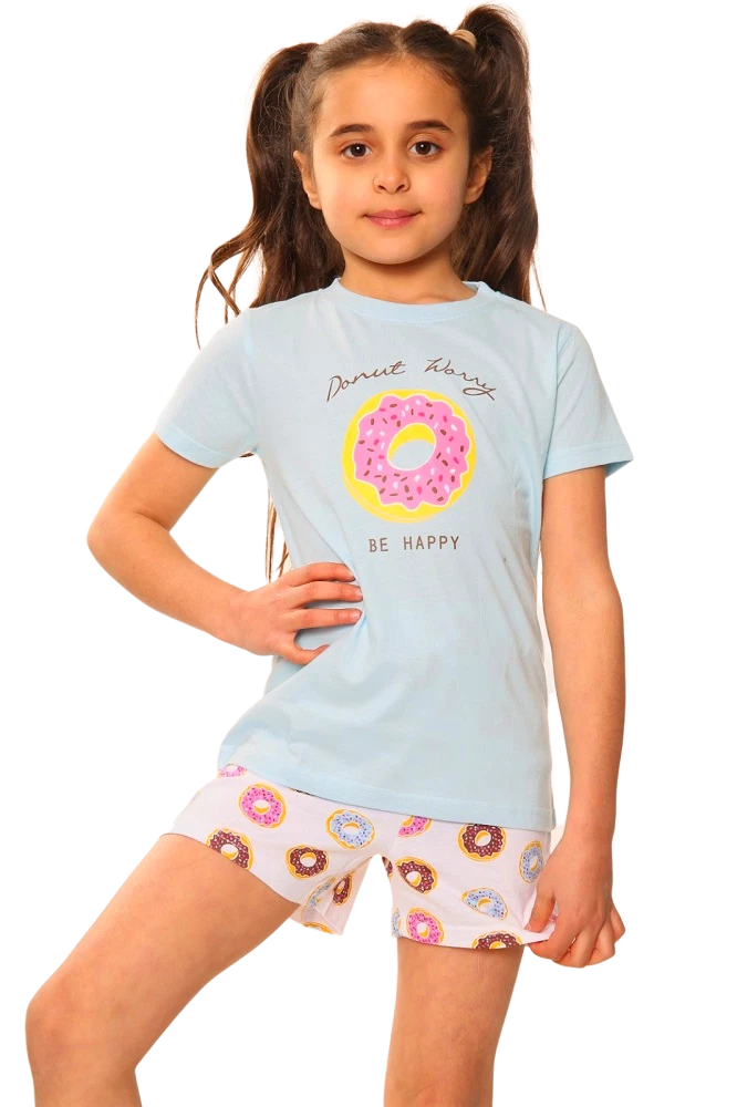 Honesty Girls 'Donut Worry Be Happy' Short Sleeve Top & Short Bottom Pyjamas