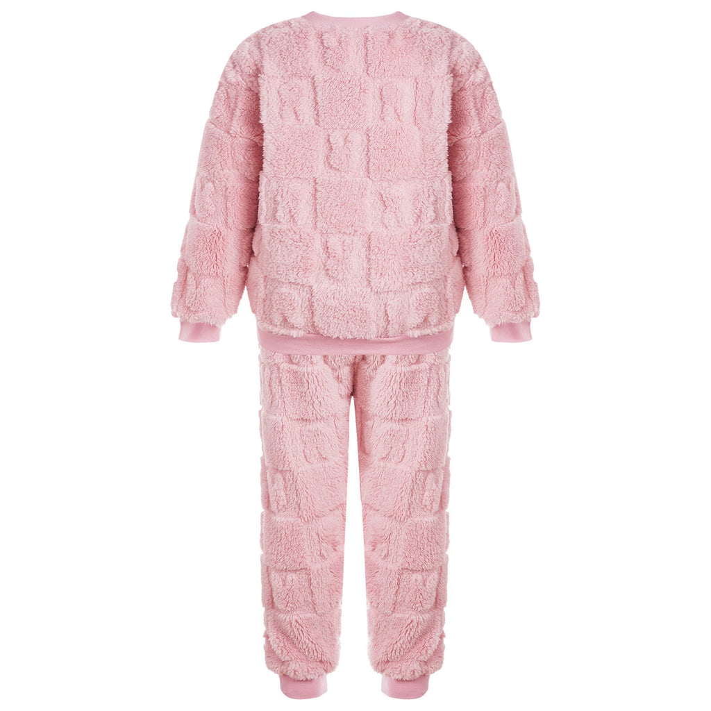 Kids Girls Outfits Fall Pajamas Set Plush Loungewear Trousers Homewear Casual